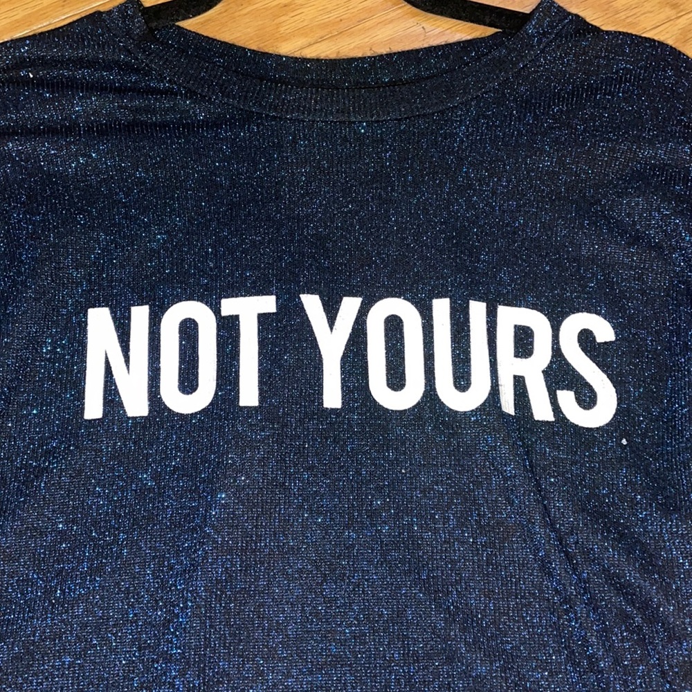 Zara metallic blue short sleeve knit top